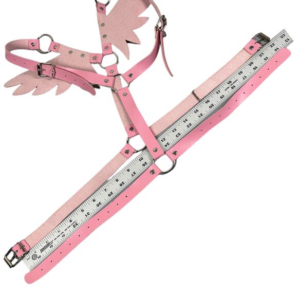 Angel Wings Pink Body Waist Belt Adjustable Faux Leather Cosplay Punk Cutegoth - Picture 6 of 7